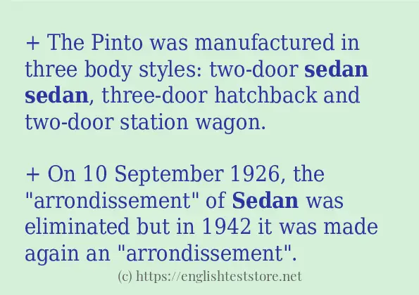 Some in-sentence examples of sedan