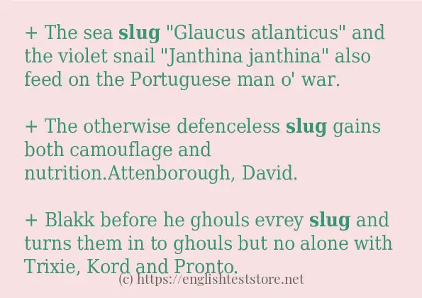 Some in-sentence examples of slug