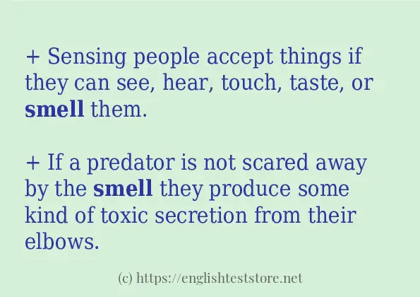 Some in-sentence examples of smell