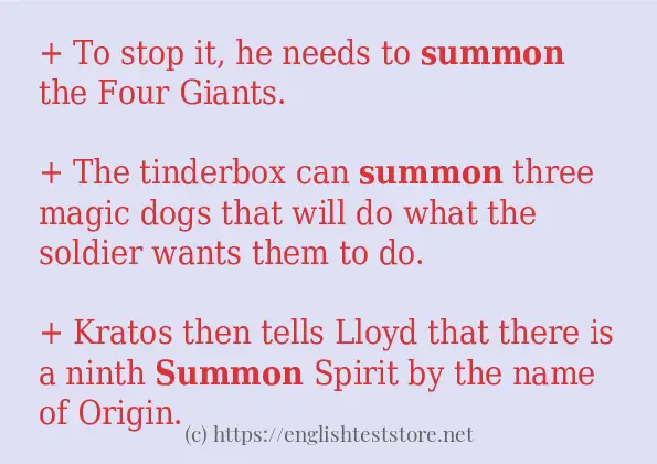 Some in-sentence examples of summon