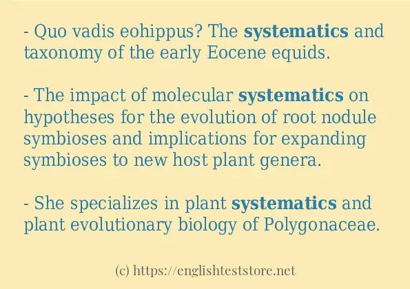 Some in-sentence examples of systematics