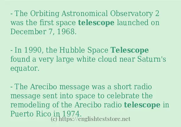 Some in-sentence examples of telescope