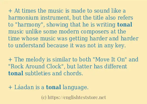 Some in-sentence examples of tonal