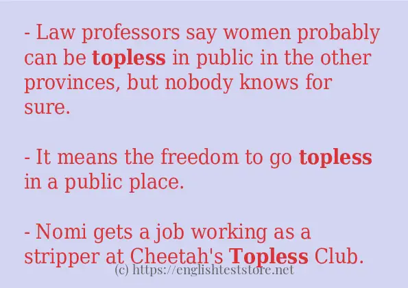 Some in-sentence examples of topless