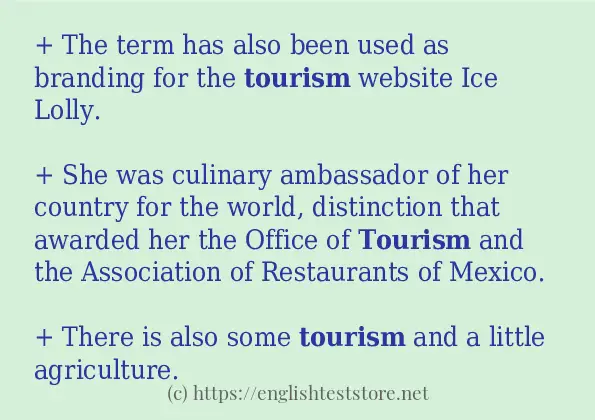 Some in-sentence examples of tourism