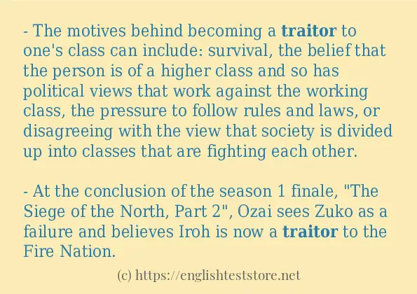 Some in-sentence examples of traitor