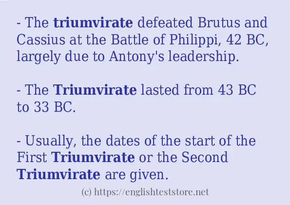 Some in-sentence examples of triumvirate