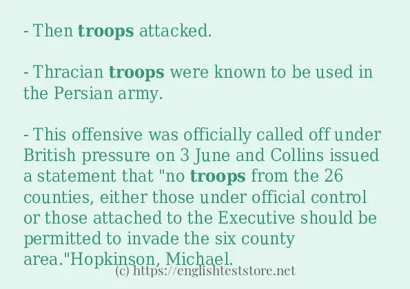 Some in-sentence examples of troops