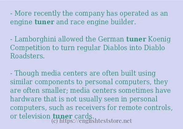 Some in-sentence examples of tuner