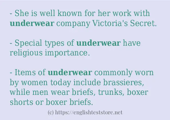 Some in-sentence examples of underwear