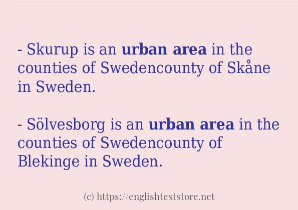 Some in-sentence examples of urban area