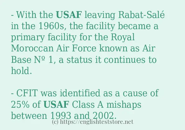 Some in-sentence examples of usaf