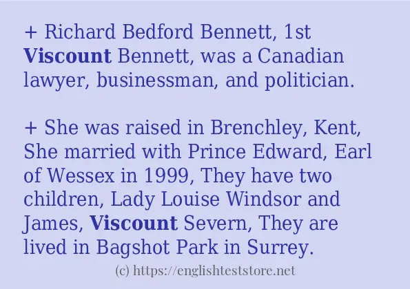 Some in-sentence examples of viscount