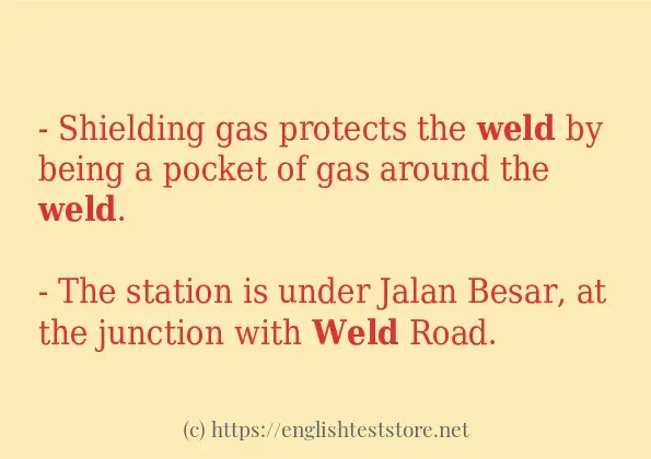 Some in-sentence examples of weld Some in-sentence examples of weld