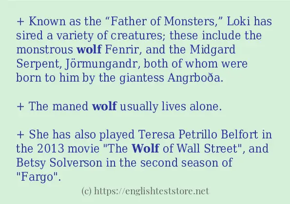 Some in-sentence examples of wolf