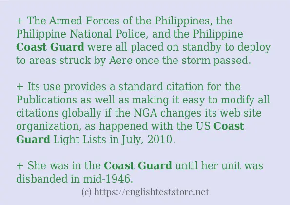 Some sentences in use of Coast Guard