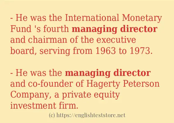 Some sentences in use of Managing director