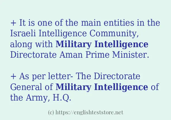 Some sentences in use of Military intelligence