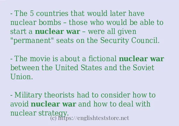 Some sentences in use of Nuclear war