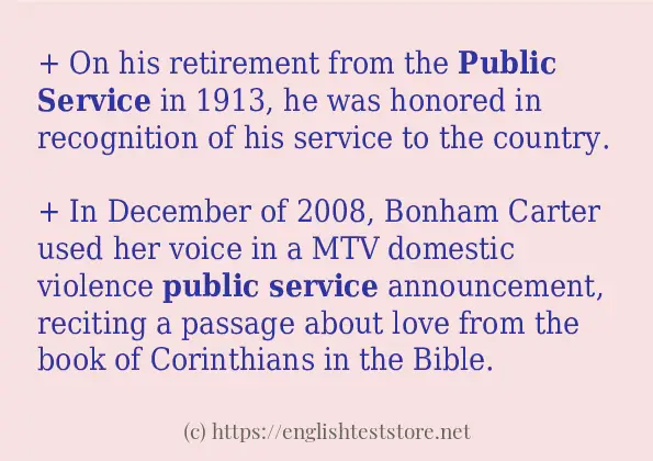 Some sentences in use of Public service