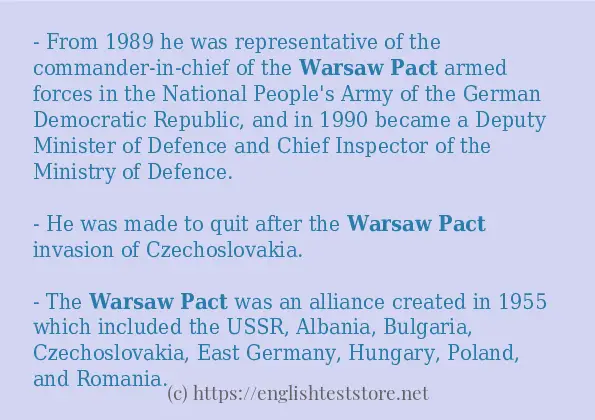 Some sentences in use of Warsaw pact