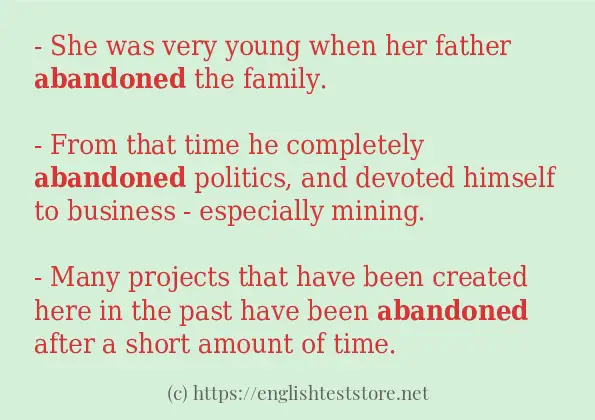 Some sentences in use of abandoned