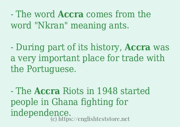 Some sentences in use of accra