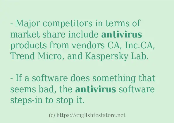 Some sentences in use of antivirus