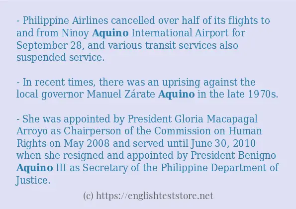 Some sentences in use of aquino
