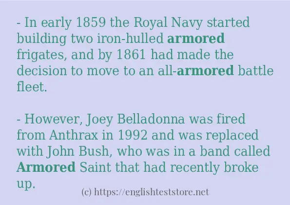 Some sentences in use of armored Some sentences in use of armored