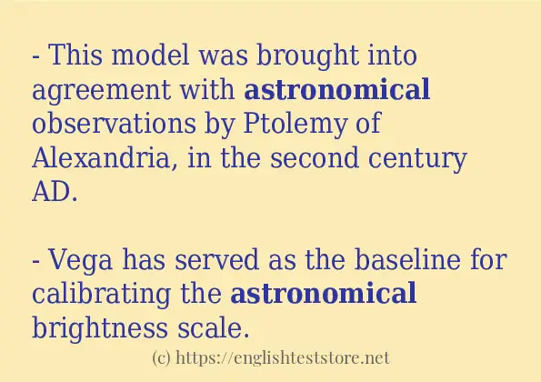Some sentences in use of astronomical