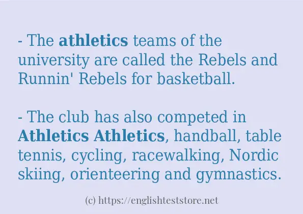 Some sentences in use of athletics