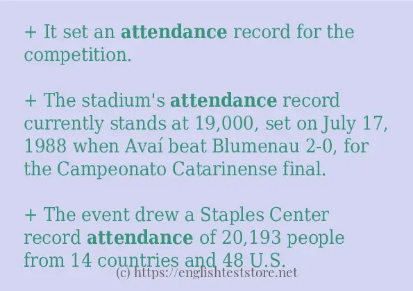 Some sentences in use of attendance