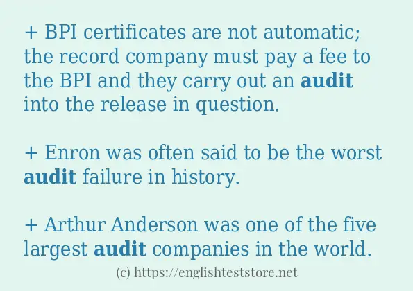 Some sentences in use of audit