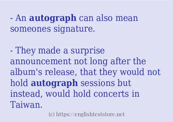 Some sentences in use of autograph