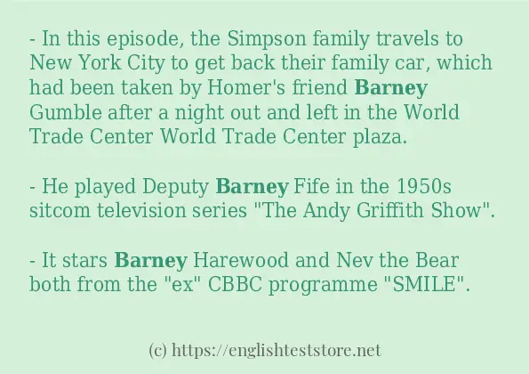 Some sentences in use of barney