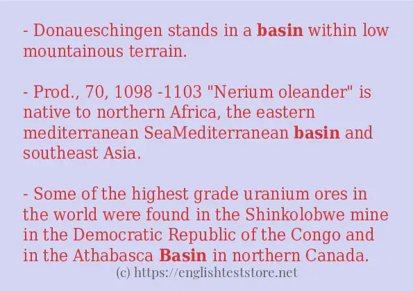 Some sentences in use of basin