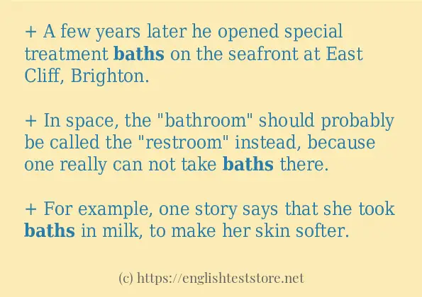 Some sentences in use of baths