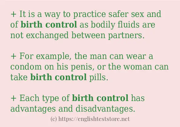 Some sentences in use of birth control