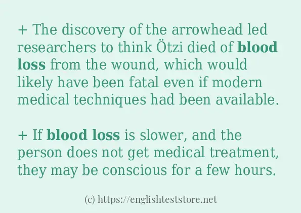 Some sentences in use of blood loss Some sentences in use of blood loss