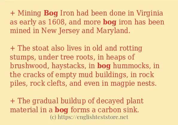 Some sentences in use of bog