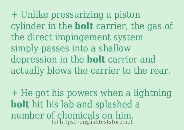 Some sentences in use of bolt