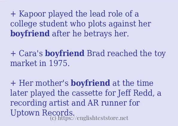 Some sentences in use of boyfriend