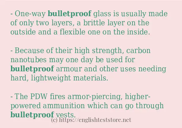 Some sentences in use of bulletproof