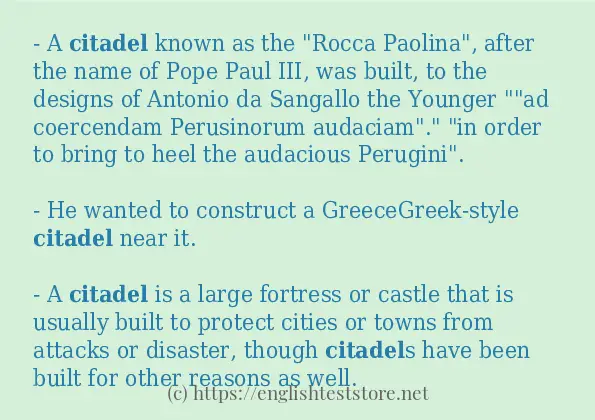 Some sentences in use of citadel