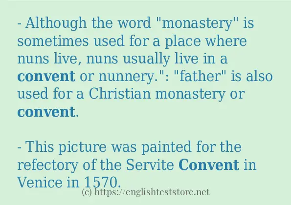 Some sentences in use of convent