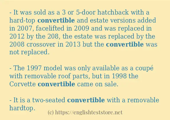 Some sentences in use of convertible