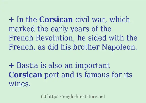 Some sentences in use of corsican