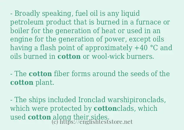 Some sentences in use of cotton