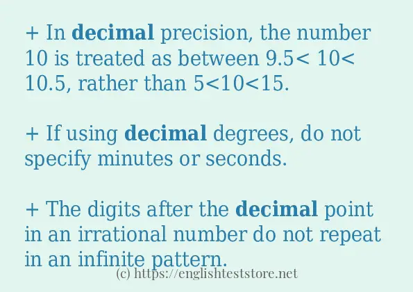 Some sentences in use of decimal